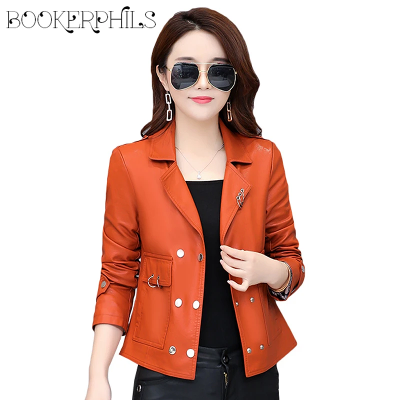 

Куртка из мягкой искусственной кожи, приталенная короткая черная мотоциклетная кожаная куртка, короткая кожаная байкерская куртка, весна-о...