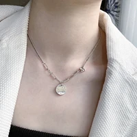 925 sterling silver fashion retro round brand letter necklace female unique double layer star sweater chain jewelry