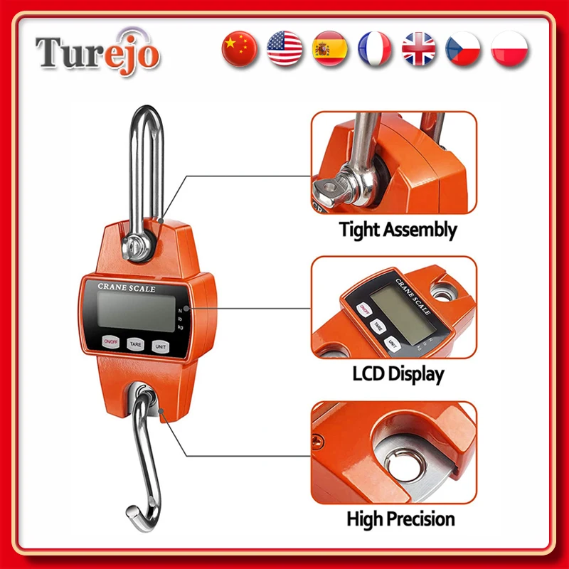 

300Kg LCD Digital Crane Scale Hanging Hook Scales Portable Luggage Scale Heavy Duty Weighing Measuring Tool for Travel Suitcase