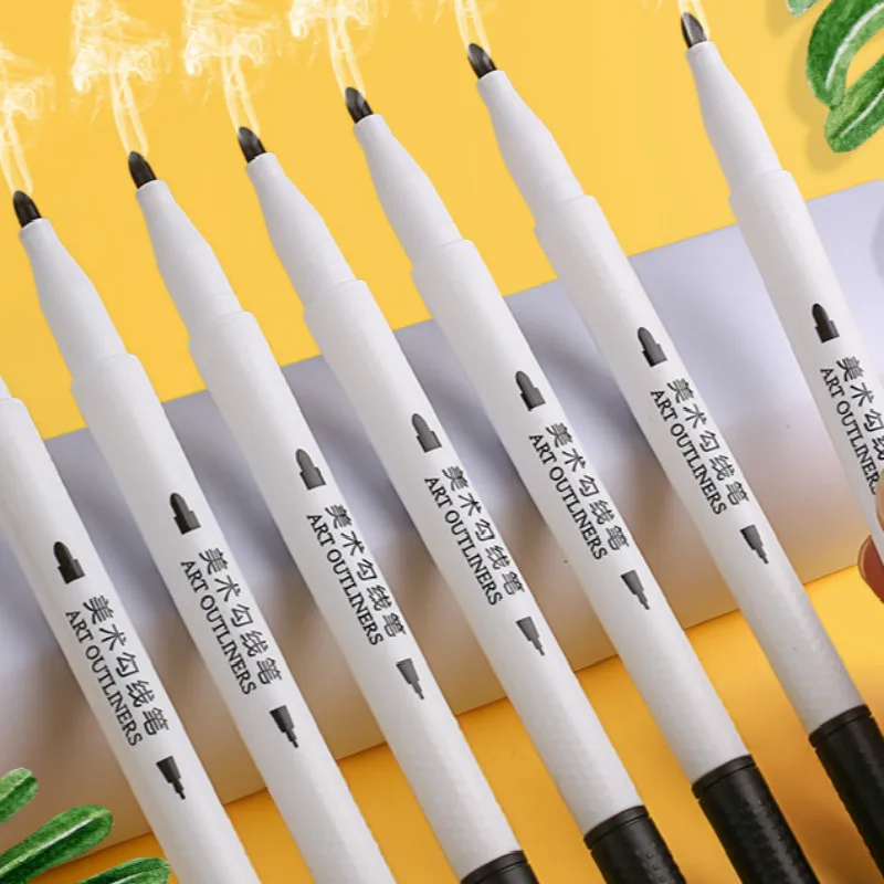 Тонкая подводка маркер ручка для рисования детей двойной наконечник черный