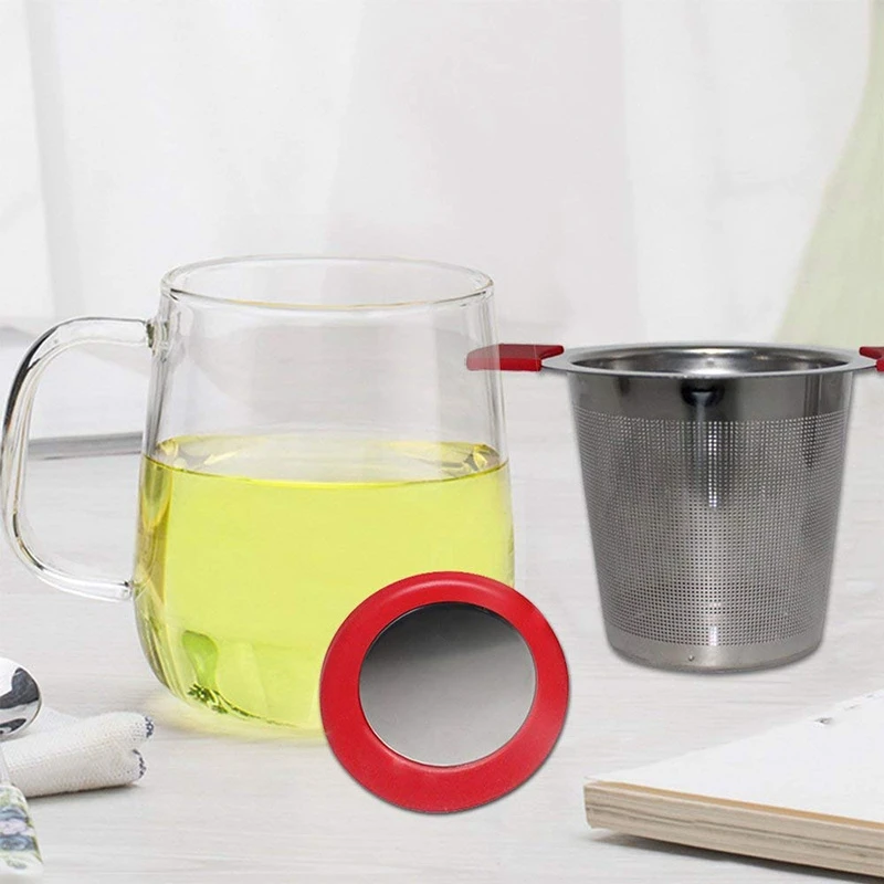 304 Stainless Steel Tea Maker & Silicone Double Handle Source Ton Loose Leaf Mesh Sieve for Hanging on Teapots Mug to Steep | Дом и сад