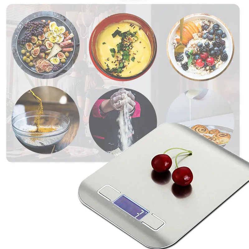 Электронные кухонные весы 5 кг/10 кг цифровые пищевые из нержавеющей стали ЖК