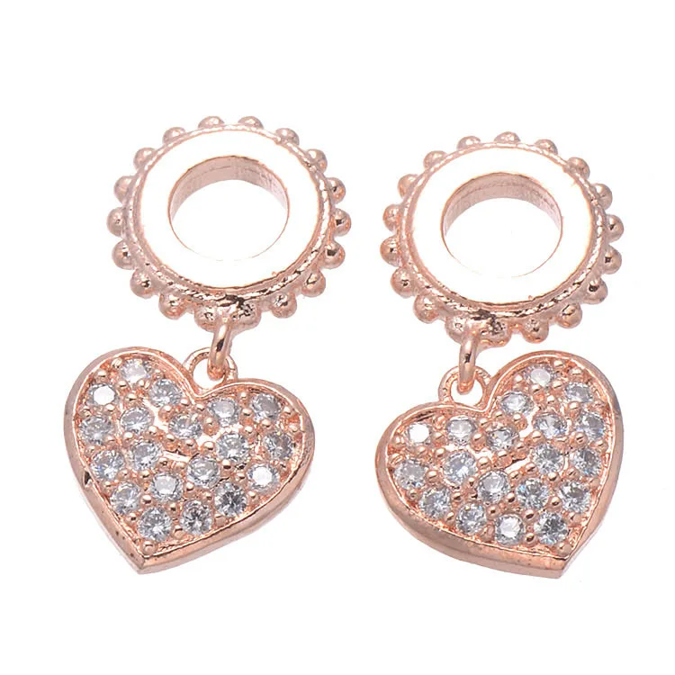 

Top selling zircon heart-shaped flower brand Round Pendant micro inlaid accessories Bracelet beads pendant accessories