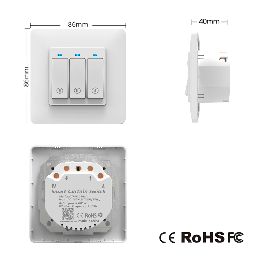 

Curtain Smart Switch Phone APP Remote Controlling Mechanical Button Smart Curtain Controller With Indicator Light EU PLUG