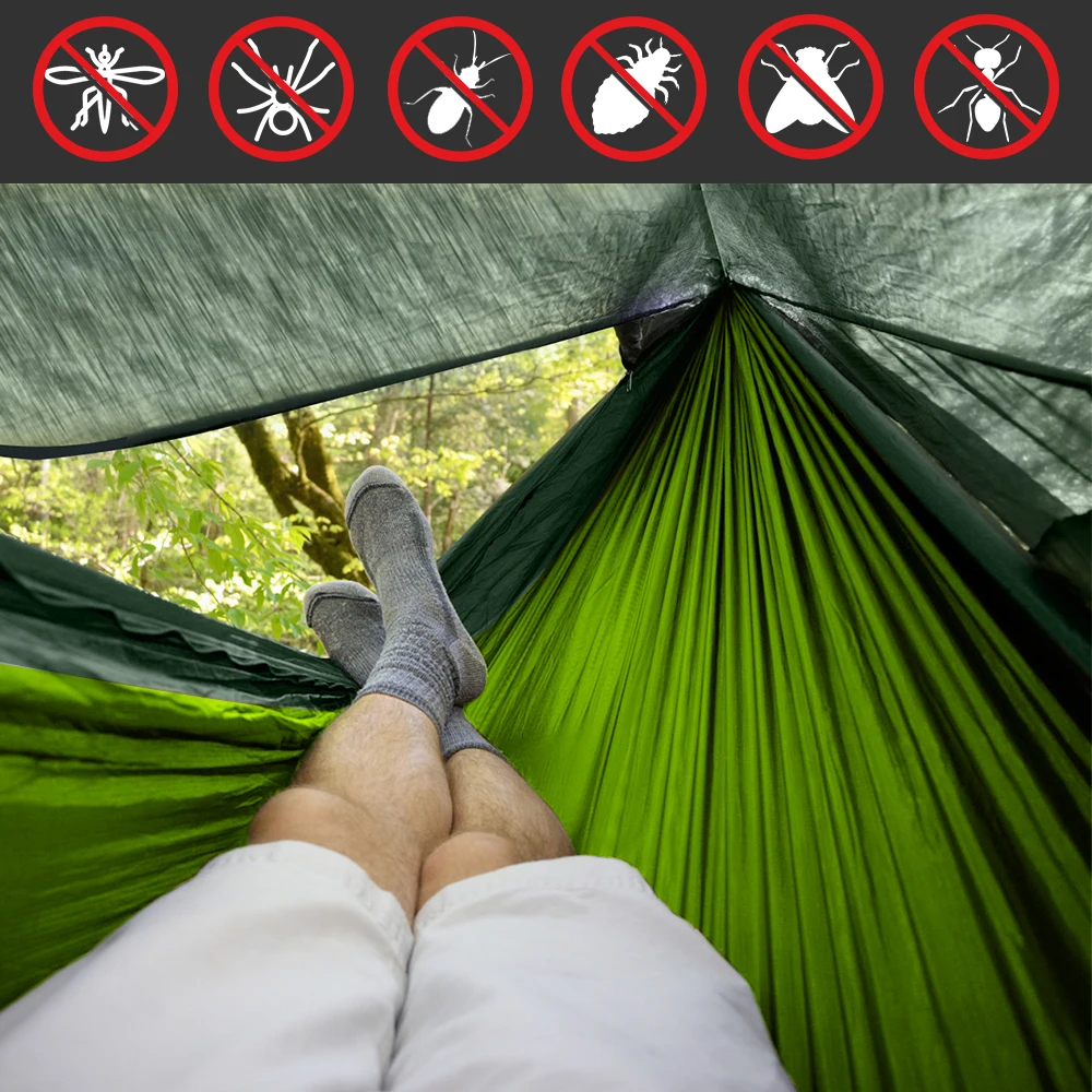 Портативный гамак-парашют для кемпинга с москитной сеткой сада выживания отдыха