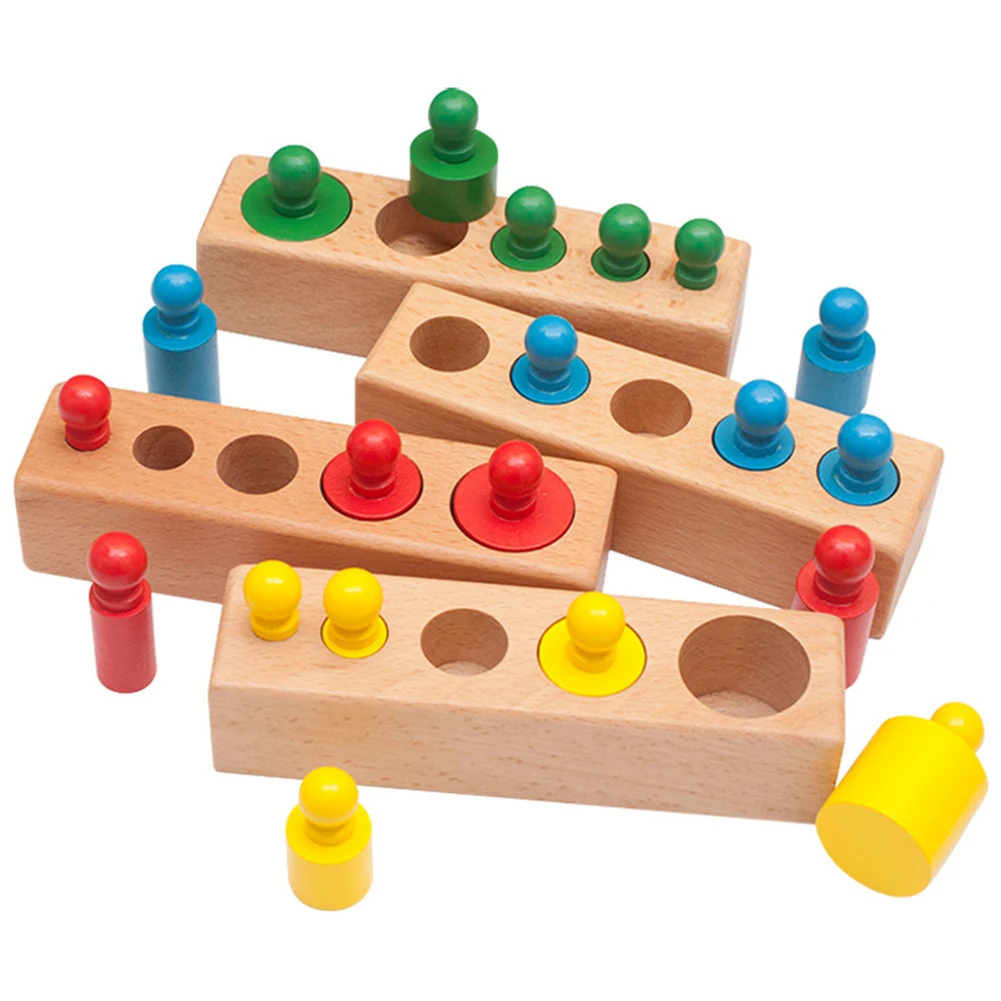

Baby Cylinders Block Toy Montessori Wooden Educational Toys Set of Colorful Cylinder Blocks for Educational Children
