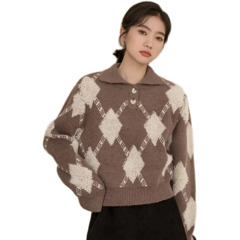 

Make the new thickening stereo contrast color diamond lattice languid is lazy wind restoring ancient ways polo brought two grain