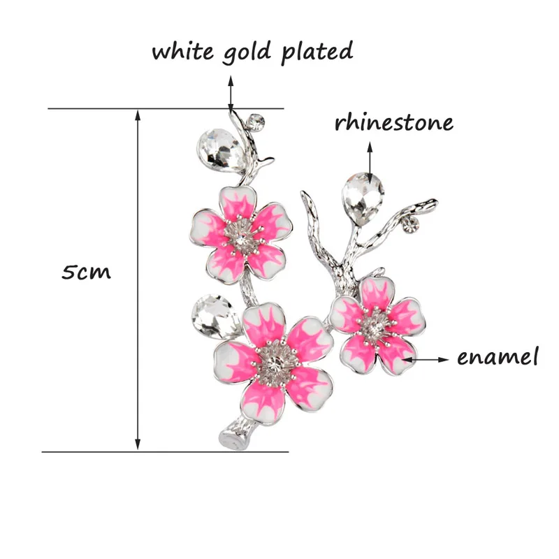 

LEEKER Charm Pink Enamel Brooch For Women Shiny Cubic Zirconia Plum Blossom Vintage Brooch Pin Jewelry 041 LK8