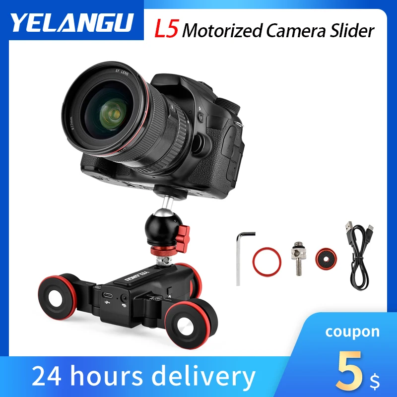 

YELANGU L5 Motorized Camera Slider Camera Slider Dolly Car Rail Systems for DSLR Camera Sony iPhone 13 Pro with Remote Control