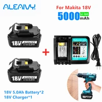 aleaivy 18v 5 0ah rechargeable battery li ion battery replacement power tool battery for makita bl1850 bl1860 bl18303a charger