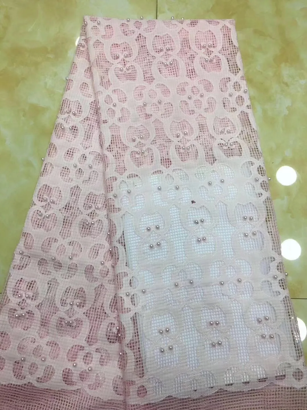 5 yards free ship by DHL High Quality African Lace Fabric New French Cord Pearls Nigerian Fabrics for Dress D86 | Дом и сад