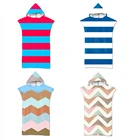 Купальный костюм для дайвинга из микрофибры в полоску, сменные халаты, Пляжное Пончо, полотенце, банный халат с капюшоном, быстросохнущая накидка для серфинга, для взрослых и детей