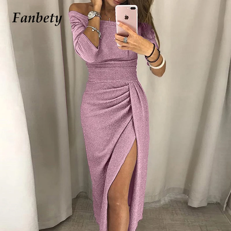 Женские пикантные высокий разрез шелковые блестящие вечерние платье для женщин