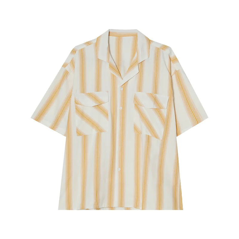 

Spring and summer new products Korean style loose trend striped blue short-sleeved shirt for men M6-A-ZB01