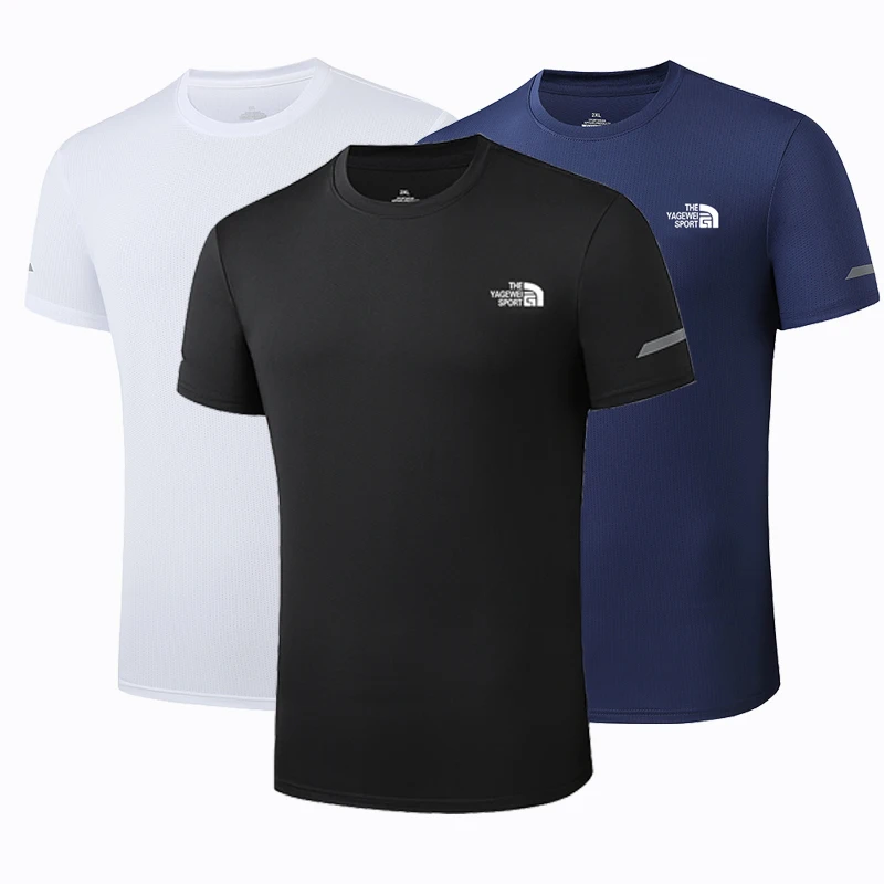 Мужская спортивная быстросохнущая футболка для бега тренировок уличные дышащие