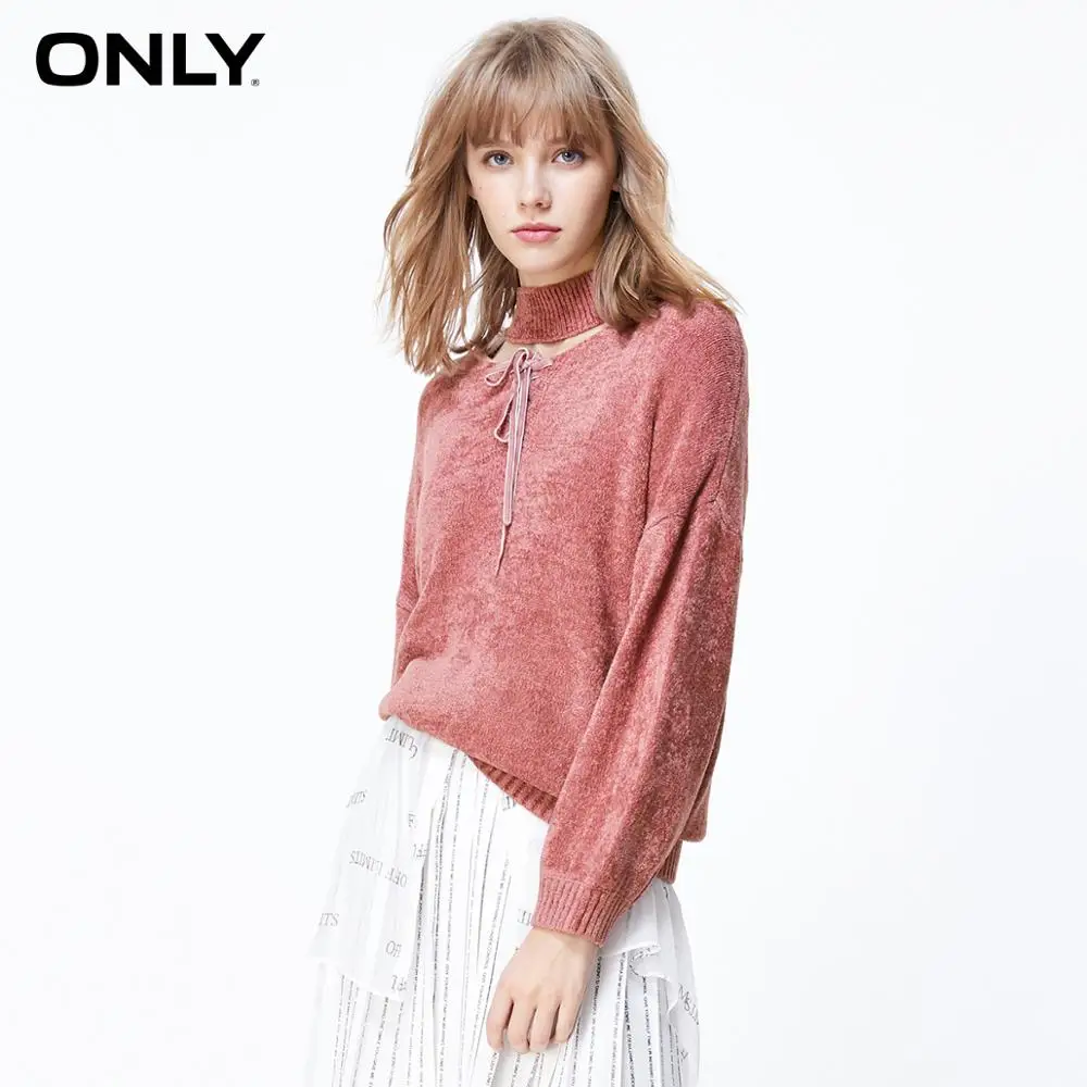 

ONLY women's Loose Fit Lace-up Long-sleeved Knit | 119313531