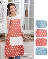 Blue Red Aprons for Women Polyester Diamond Lattice Dots Printing Waterproof Apron with Large Pocket Fashion Working Clothing