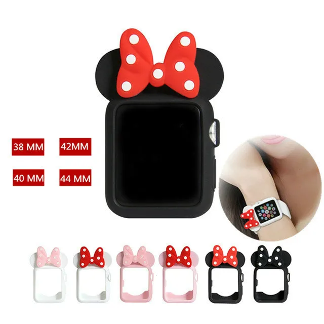 

DHL 50PC Dot Soft Silicone Protector Case for Apple Watch Series 4 3 2 1 Band iWatch 38 42 40 44mm Cartoon Design for Minnie Kid