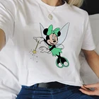 Женские футболки Minnie Cos Tinkerbell Disney Series, удобные футболки с круглым вырезом и принтом, женский уличный топ, милая одежда
