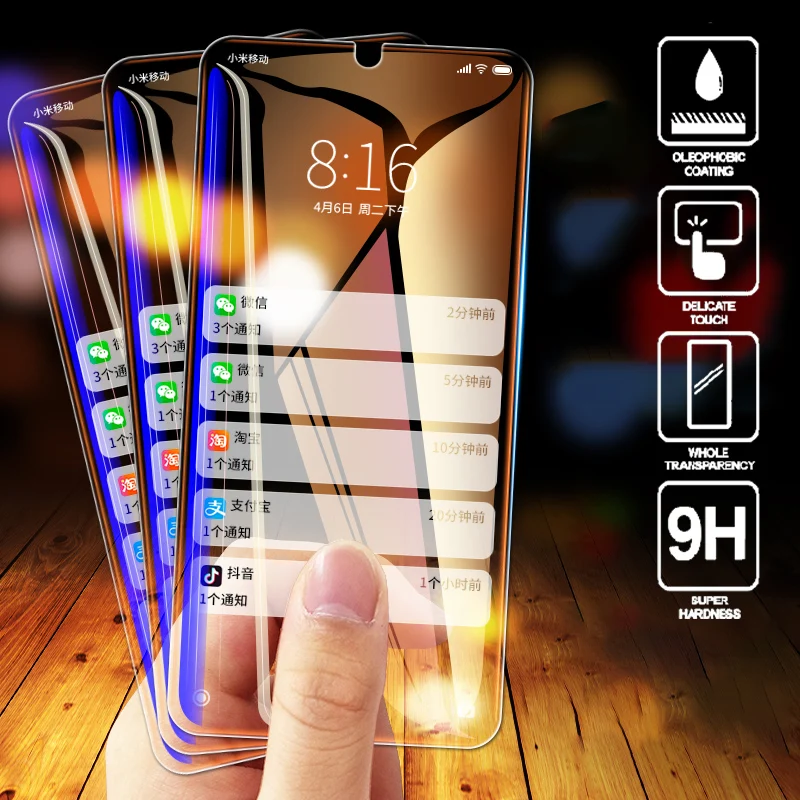 3 шт полное покрытие закаленное стекло протектор экрана для Xiaomi Redmi Note 7 6 8 Pro 8A 6A 7A RedMi Note 8T Защитная стеклянная пленка