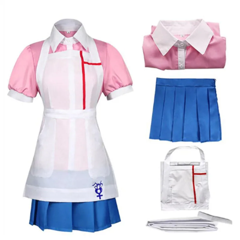 Anime Danganronpa Cosplay Costume Mikan Tsumiki Women Dress Maid Uniform Full Set Halloween Carnival Clothes