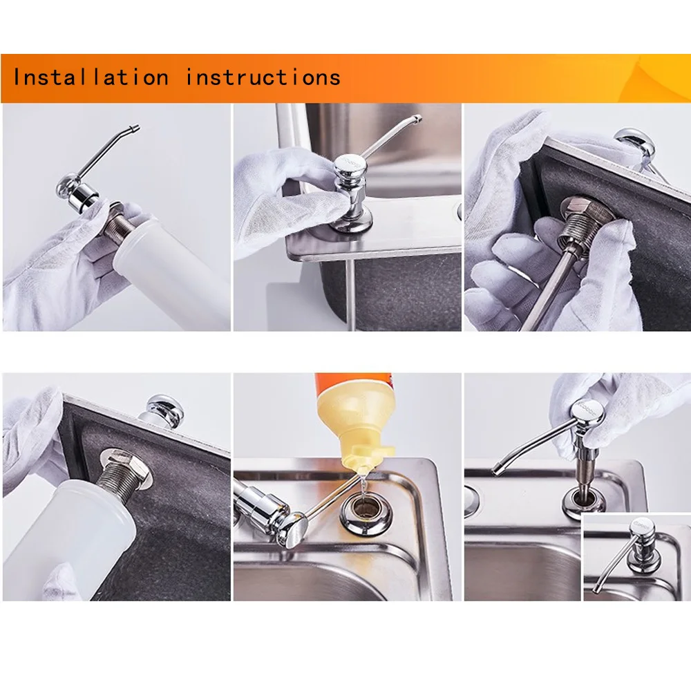 Дозатор мыла для кухонной раковины ABS-пластик встроенный насос лосьона