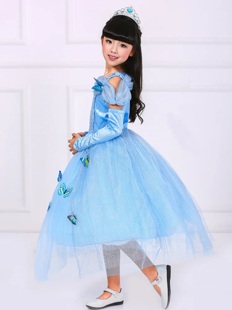 Летнее платье для девочек 2017 Детские платья кружевное Золушки Снежной королевы