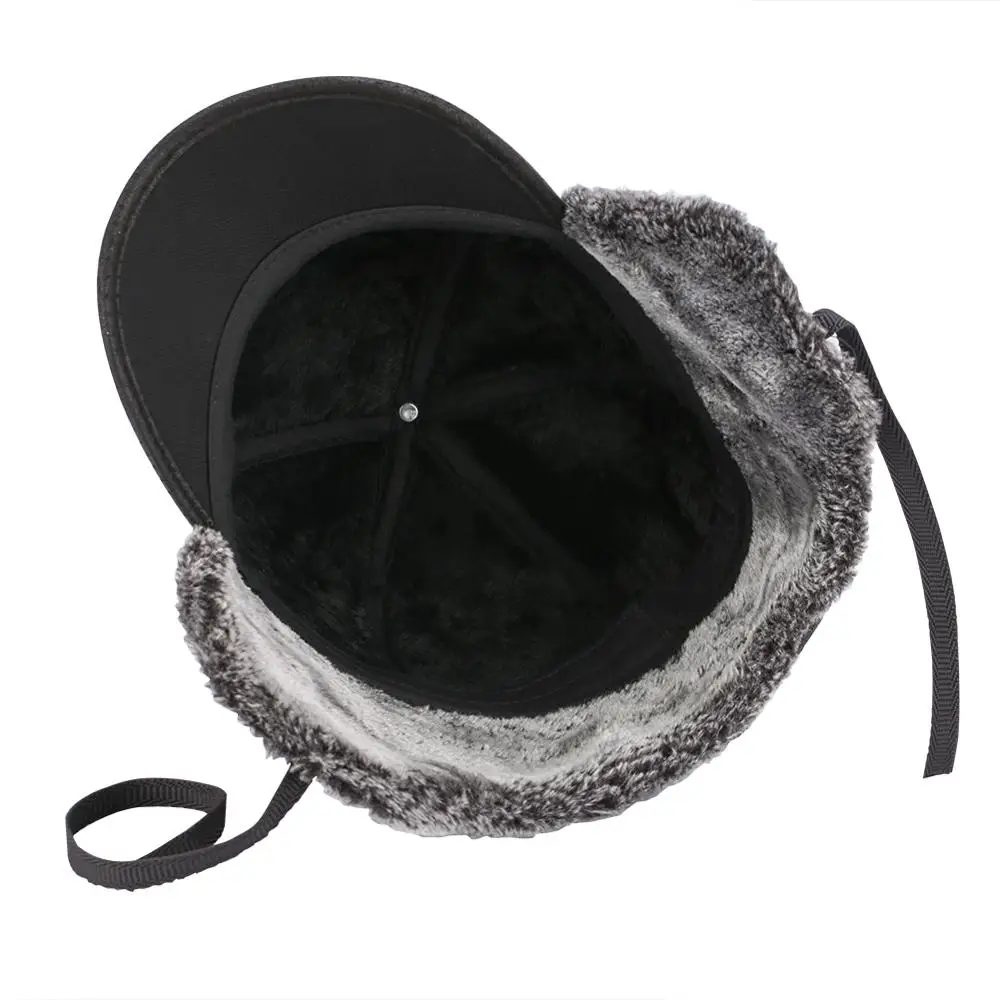 Мужская зимняя шапка-бомбер Leifeng черная Водонепроницаемая шапка-ушанка с