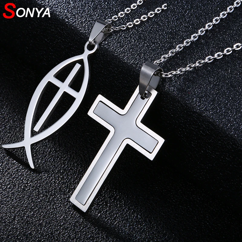 Ожерелье SONYA из нержавеющей стали для мужчин и женщин кулон серебристого цвета с