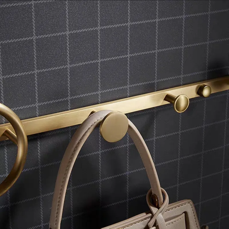 Медь латунь одинарная вешалка для полотенец Золотая щетка латунная крючки