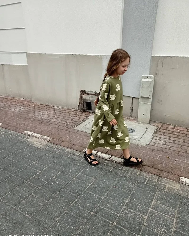 

Kids Girls Dress 2021 Autumn BC Brand Design Toddlers Girl Long Sleeve Casual Dresses Baby Cute Sisters Matching Clothes Outwear