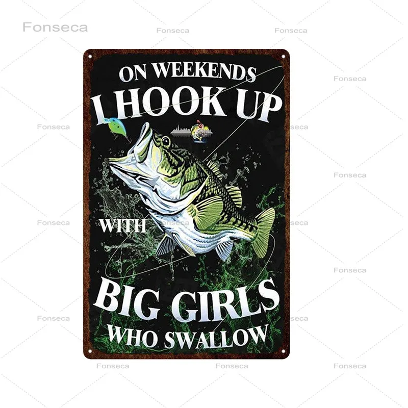 Fishing Rules Metal Tin Sign Vintage Plate For Wall Poster Farm Art Decoration Retro Stickers Plaques | Дом и сад