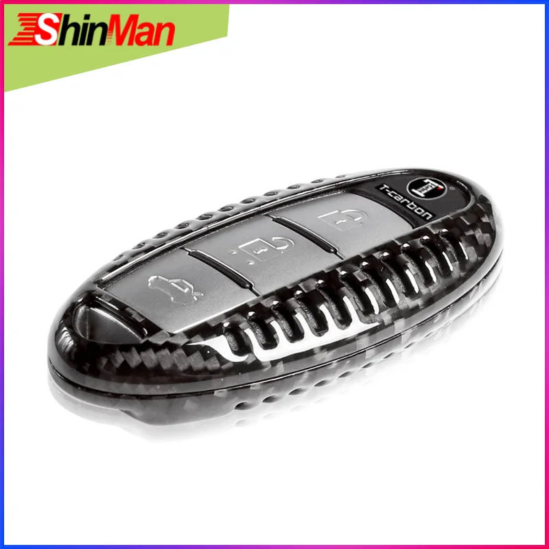 

ShinMan Carbon Fiber Car key Case key shell Cover bag holder For Nissan Qashqai Reverse Pathfinder Tidda Murano Rogue X-Trail