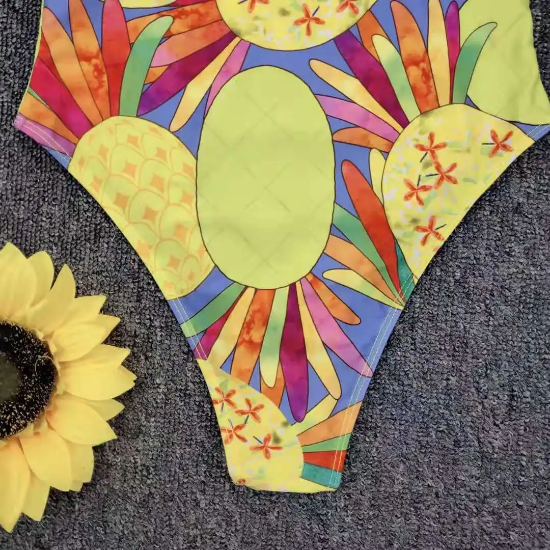 

2021 Sexy One Piece Swimsuit Women Swimwear Female Summer Halter Printed Sport Bodysuit Beach Bathing Suit Monokini Bather