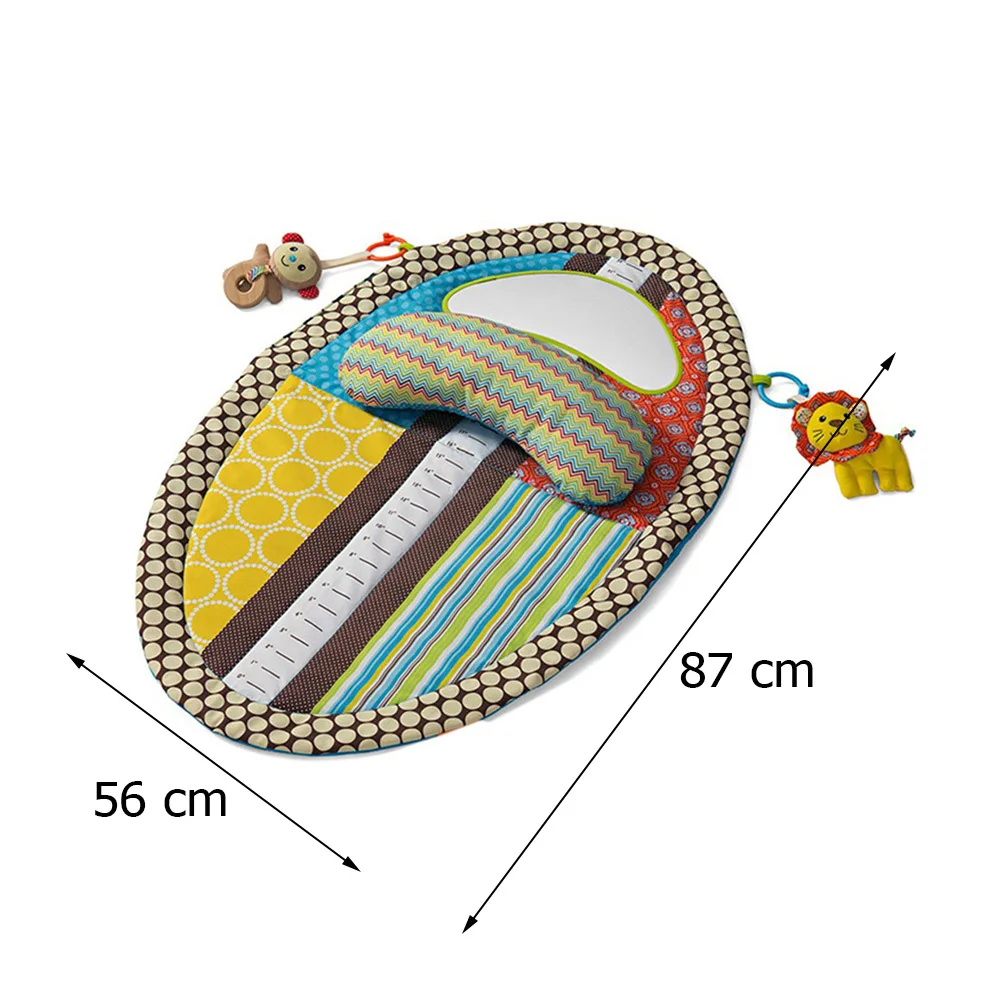 

87*56cm Polyester Multifunctional Urinal Pad Crawling Carpet Infant Play Mat with Mirror Height Ruler Pillow and 2 Dolls