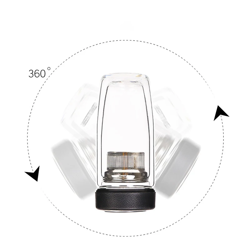 Двойные стенки Стекло чашки стеклянная кофейная кружка с крышкой из нержавеющей