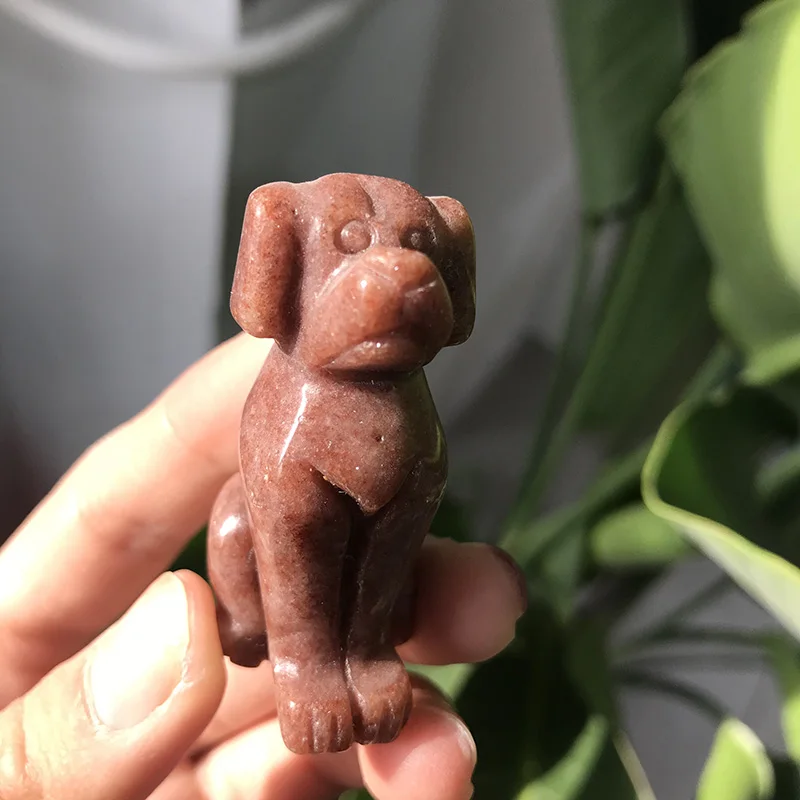 2 шт. дюйма натуральный минеральный резной красный плавления кристалл собака