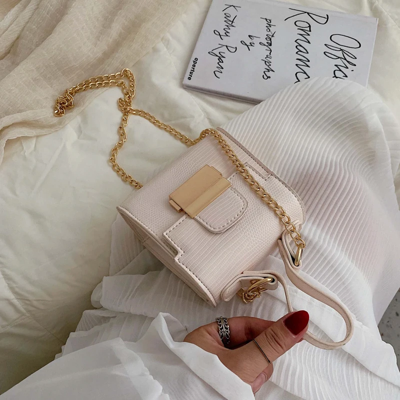 12 CM Beige Элегантная женская сумка с узором «крокодиловая кожа», новая качественная женская дизайнерская сумка из искусственной кожи, сумка-мессенджер с цепочкой - Цвет: 12 CM Beige
