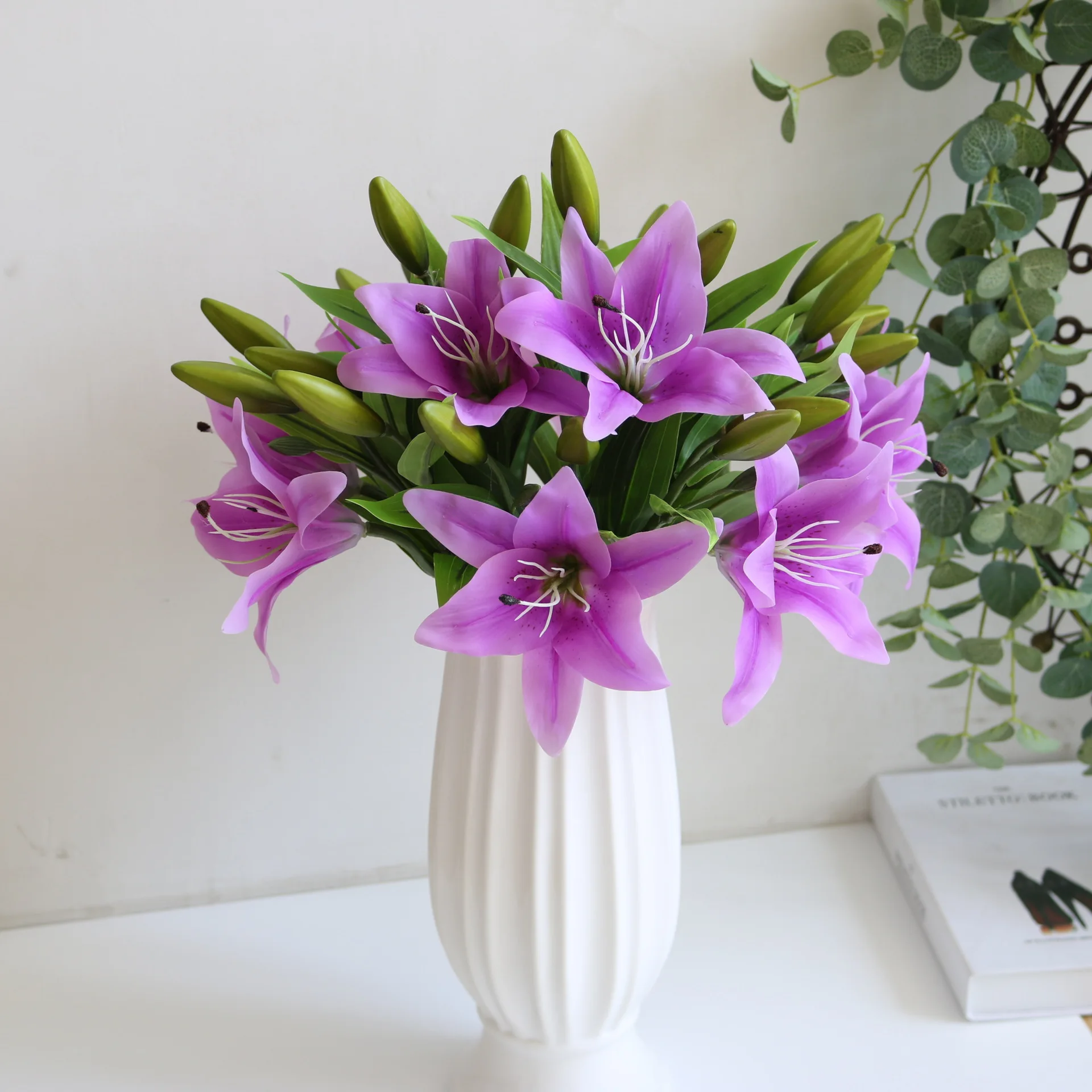 Реалистичный на ощупь искусственный цветок-Лилия с 3 головками 1 шт. цветок для