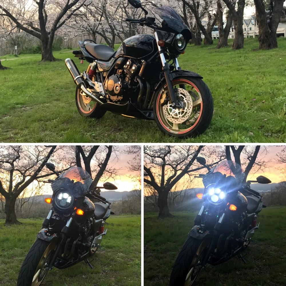 7 дюймовые фары для мотоцикла H4 50 Вт светодиодная лампа H onda CB400 CB750 CB1300 Hornet 250 600 900