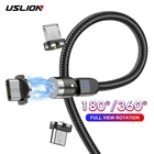 Новый Магнитный USB-кабель USLION с поворотом на 540 градусов, кабель Micro Type C, Магнитный зарядный кабель для iPhone, Samsung, шнур, провод, кабель