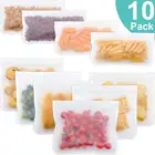 10 шт. многоразовые силиконовые Еда сумка-холодильник для Еда вакуумно-сжатые пакеты для хранения с герметичный многоразовый стоьте вверх молния закрыть мешок