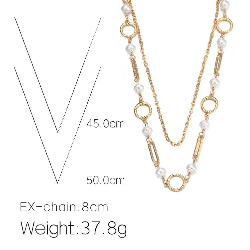 

New Baroque Simulated Pearl Necklace Women Toggle Chain Women Fashion Necklace Multilayer Statement Trend Jewelry Choker 20 T8B1