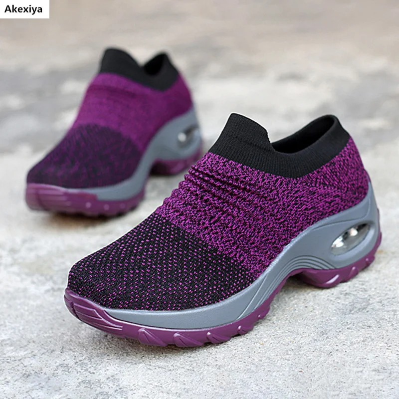 

Женские кроссовки, модная дышащая сетчатая повседневная обувь, кроссовки на платформе, Женская Вулканизированная обувь, прогулочная обувь