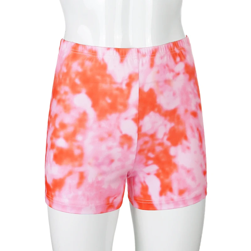 

Waatfaak Tie Dye Pink Summer Biker Shorts Women High Waist Gym Sporty Workout Shorts Y2K Sexy Streetwear Slim Sweatshorts 2021