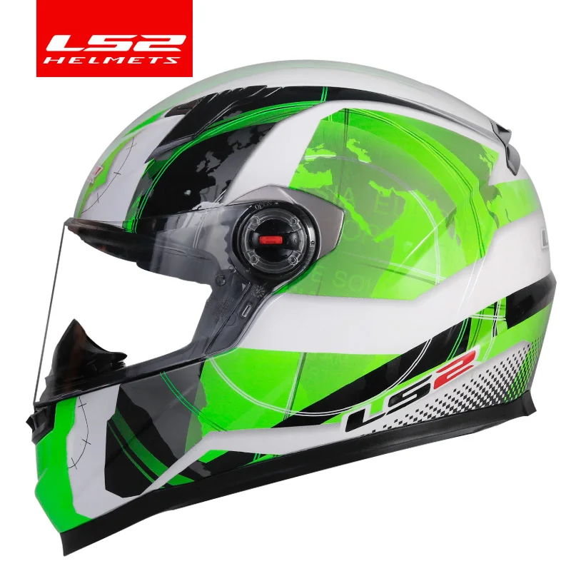 LS2 FF358 полный уход за кожей лица moto rcycle шлем ls2 moto cross racing мужские и женские casco moto шлем LS2 ECE утвержден без насоса - Цвет: Green universe