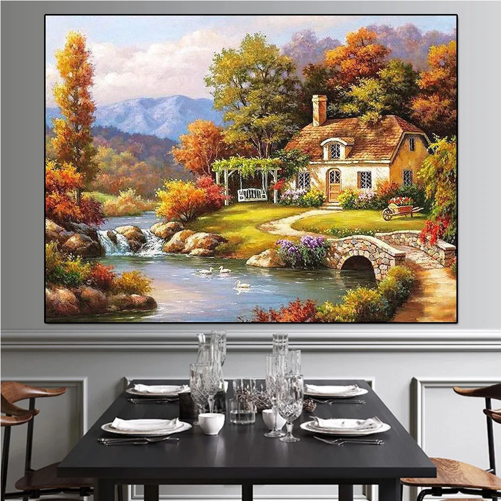 

5d diy Rural scenery landscape Full square round drill Diamond Embroidery Diamond Painting Cross Stitch mosaic home