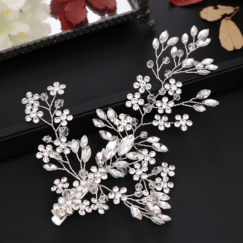 Свадебные украшения для волос ручной работы с кристаллами стразы цветы заколки