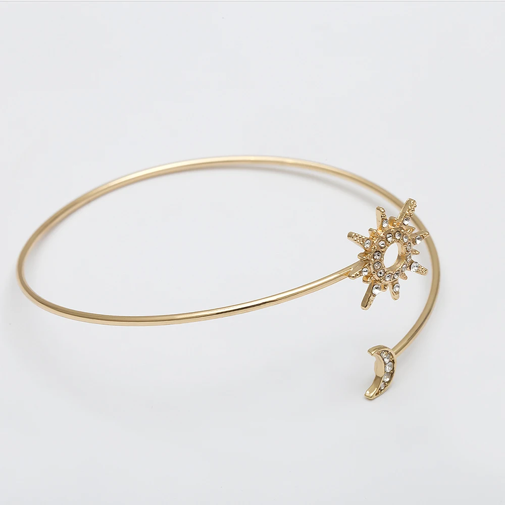 Кристалл Солнце Луна рука браслет для женщин простой металлический модные