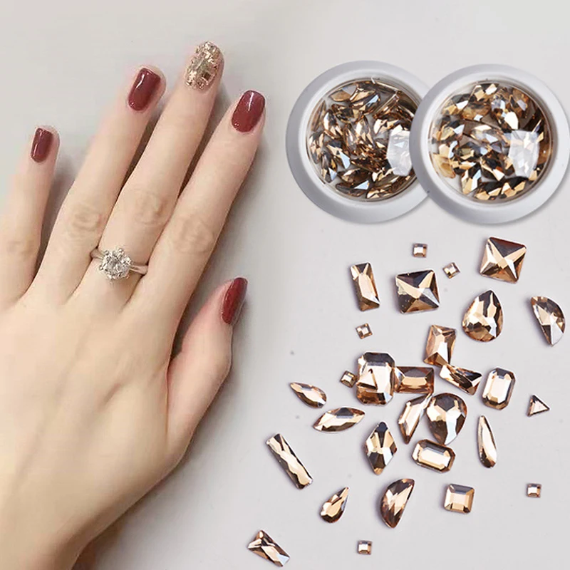 1 коробка цвета шампанского ноготь носорог смешанные размеры плоский задник